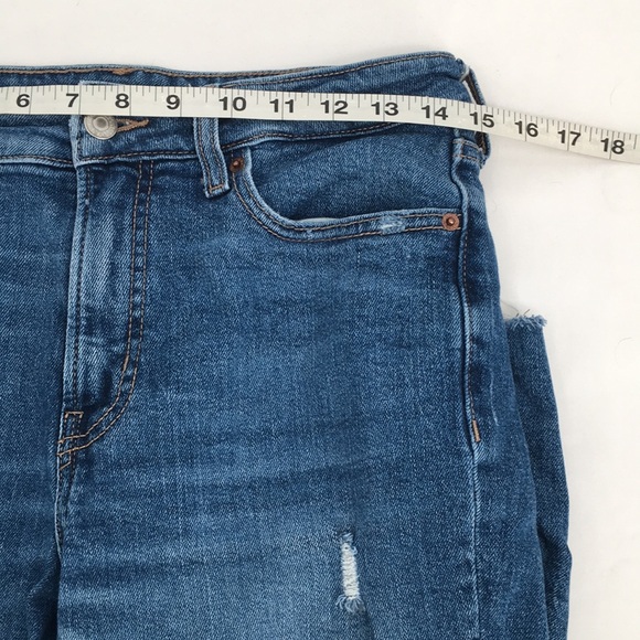 Old Navy High Rise OG Straight Distressed Raw Hem Jeans Smooth Pockets 6 - Picture 9 of 11